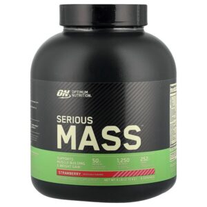 Serious Mass™, с клубничным вкусом, 2,72 кг (6 фунтов) — Optimum Nutrition