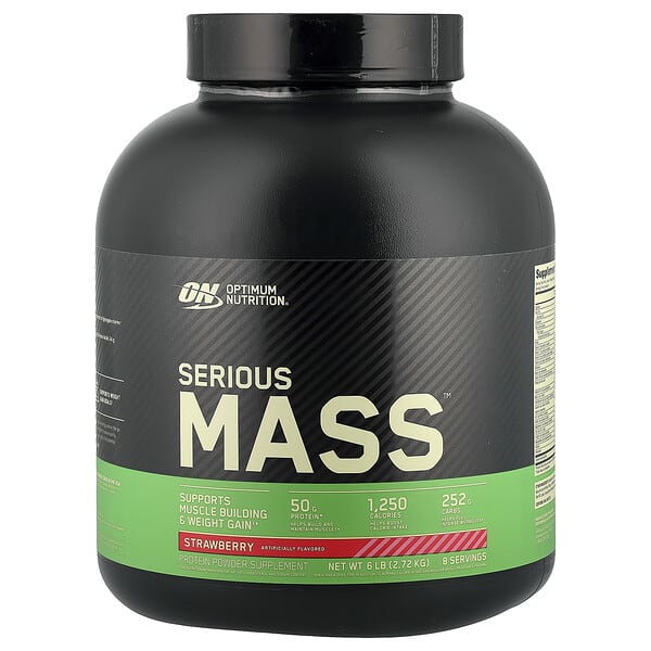 opn02301_v_37.jpg Serious Mass™, с клубничным вкусом, 2,72 кг (6 фунтов) — Optimum Nutrition