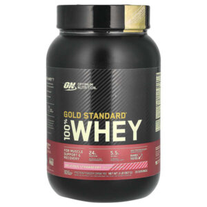 Gold Standard, 100% Whey, со вкусом клубники, 907 г (2 фунта) — Optimum Nutrition