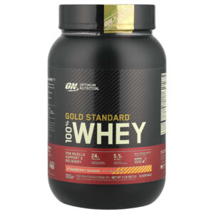 Gold Standard, 100 % Whey, банан с клубникой, 907 г (2 фунта) — Optimum Nutrition