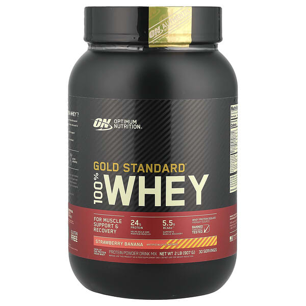 opn02987_v_57.jpg Gold Standard, 100 % Whey, банан с клубникой, 907 г (2 фунта) — Optimum Nutrition