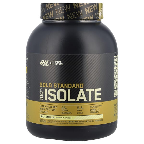 opn06075_v_60.jpg Gold Standard, 100% изолят, со вкусом ванили, 1,32 кг (2,91 фунта) — Optimum Nutrition