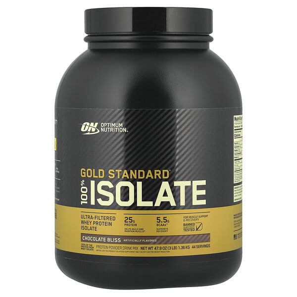 opn06092_v_50.jpg Gold Standard, 100% изолят, Chocolate Bliss, 1,36 кг (3 фунта) — Optimum Nutrition