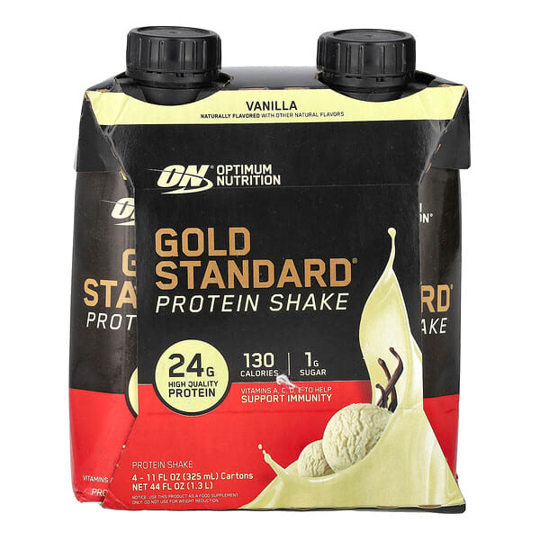 opn06660_v_10.jpg протеиновый коктейль Gold Standard, со вкусом ванили, 4 упаковки по 325 мл (11 жидк. унций) — Optimum Nutrition