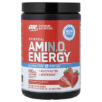 Незаменимые Amin.O. Energy®, клубничный вкус, 270 г (9,5 унции) — Optimum Nutrition