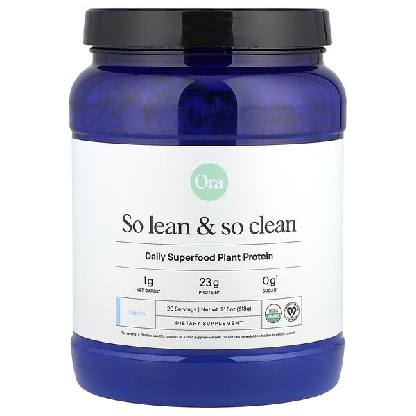 ora00700_v_44.jpg So Lean & So Clean, органический и растительный суперпродукт, ваниль, 600 г (21,2 унции) — Ora