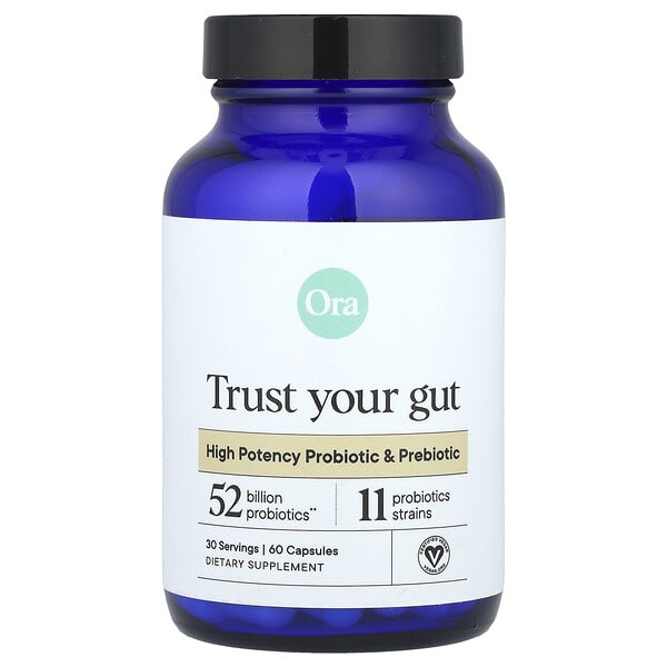 ora00785_v_24.jpg Trust Your Gut, высокоэффективный пробиотик и пребиотик, 60 капсул — Ora