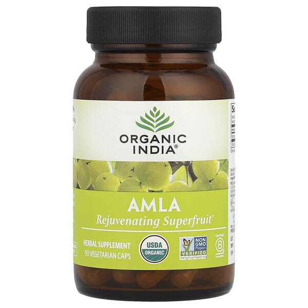 ori00071_v_45.jpg Амла, 90 вегетарианских капсул (500 мг на капсулу) — Organic India