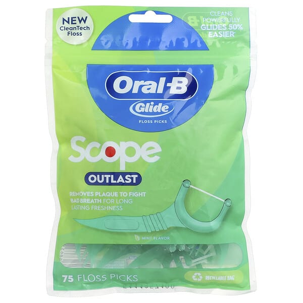 orl68631_v_13.jpg Glide, Scope Outlast, выбор зубной нити, мятный вкус, 75 шт. — Oral-B