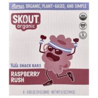 детские батончики-снеки, с малиной, 6 батончиков по 24 г (0,85 унции) — Skout Organic