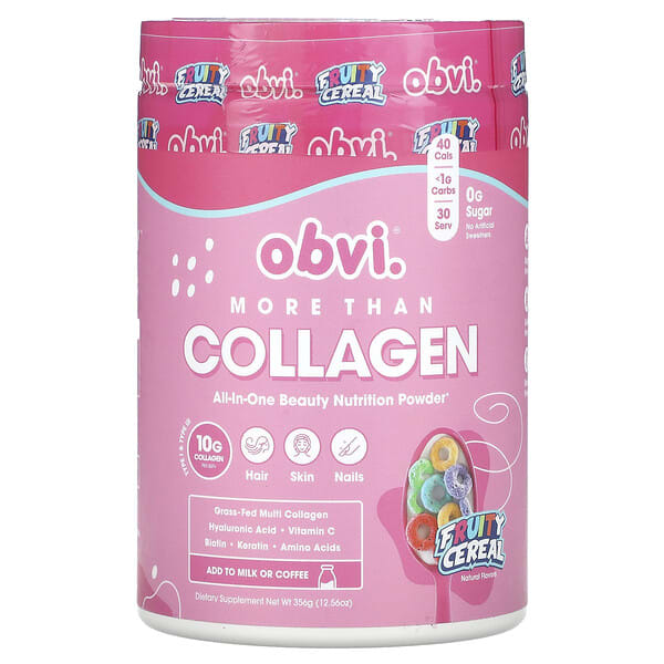 ovi15381_v_8.jpg More Than Collagen, универсальная питательная добавка для красоты и здоровья в порошке, фруктовые хлопья, 356 г (12,56 унции) — Obvi