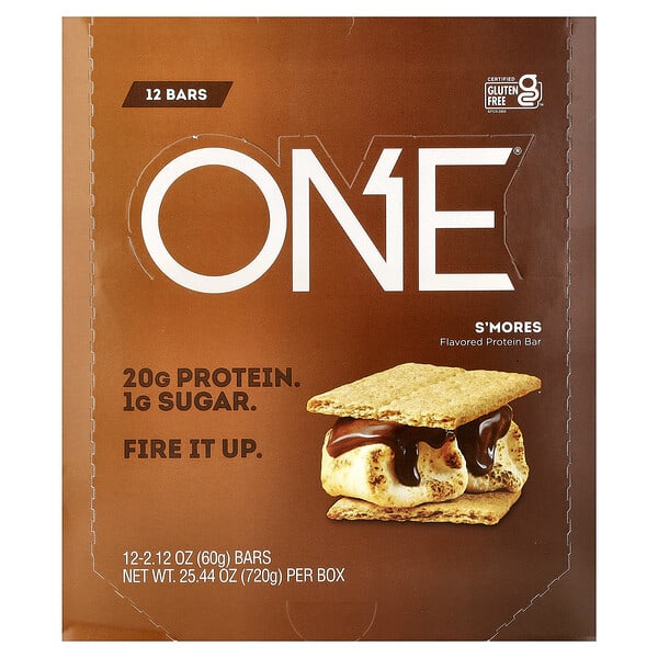 oyh10398_v_20.jpg Протеиновые батончики, S'mores, 12 батончиков, 60 г (2,12 унции) каждый — One Brands