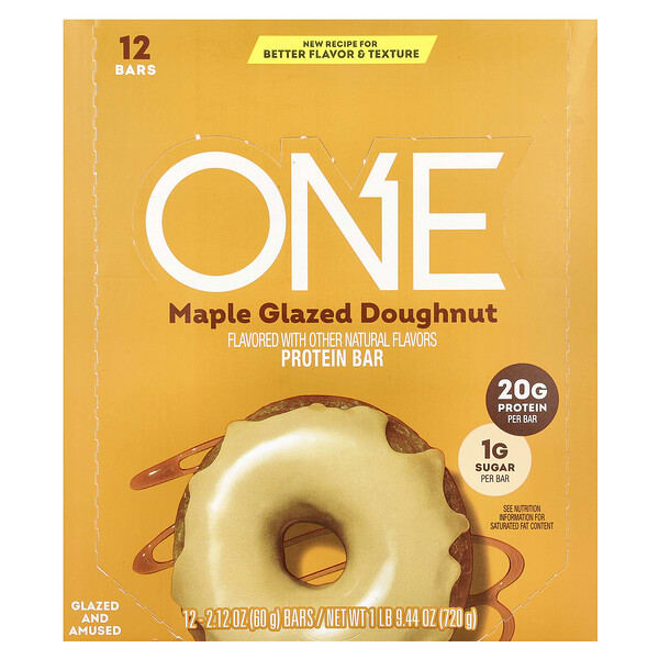 oyh10676_v_77.jpg Protein Bar, пончик в кленовой глазури, 12 батончиков, 60 г (2,12 унции) — One Brands