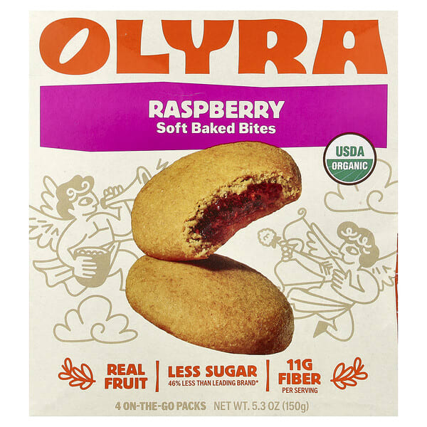oyr02070_v_37.jpg Soft Baked Bites, со вкусом малины, 4 пакетика On the Go по 37,5 г (1,32 унции) — Olyra