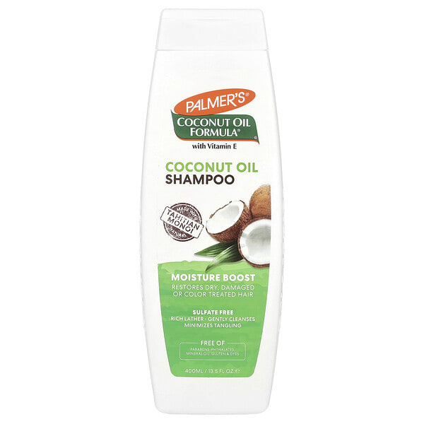 pal03517_v_36.jpg Coconut Oil Formula® с витамином E, увлажняющий шампунь для сухих, поврежденных или окрашенных волос, 400 мл (13,5 жидк. Унции) — Palmer's