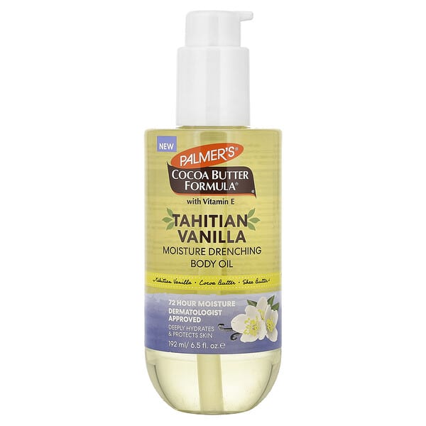 pal04271_v_8.jpg Cocoa Butter Formula® с витамином Е, увлажняющее масло для тела, таитянская ваниль, 192 мл (6,5 жидк. унции) — Palmer's