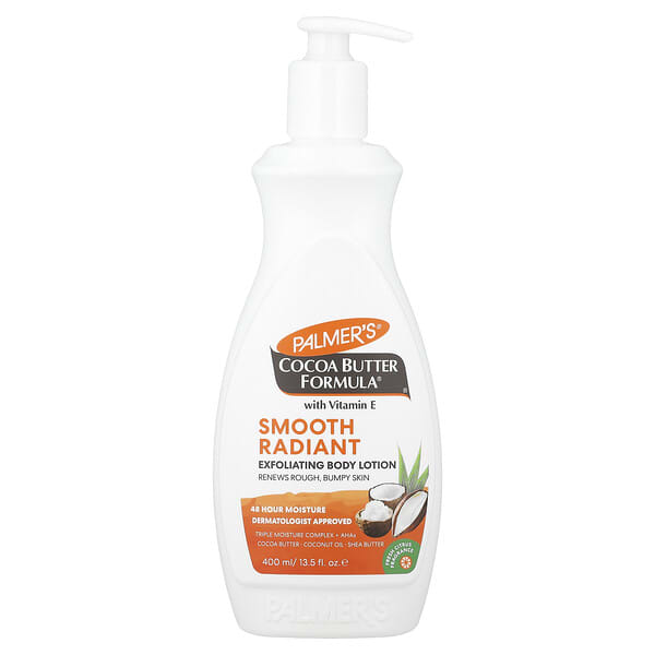 pal04296_v_12.jpg Cocoa Butter Formula® с витамином E, отшелушивающий лосьон для тела, свежесть цитруса, 400 мл (13,5 жидк. унции) — Palmer's