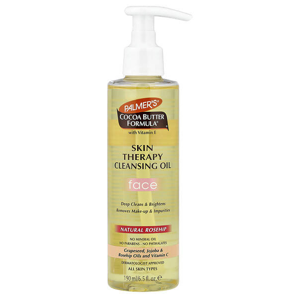 pal04372_v_29.jpg Cocoa Butter Formula® с витамином Е, очищающее масло для кожи, для лица, для всех типов кожи, натуральный шиповник, 190 мл (6,5 жидк. унции) — Palmer's