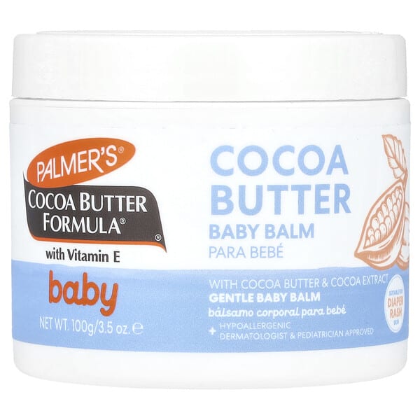 pal04701_v_10.jpg Baby, Cocoa Butter Formula® с витамином E, детский бальзам с какао-маслом, 100 г (3,5 унции) — Palmer's