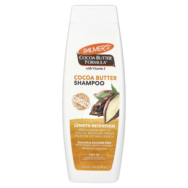 pal04801_v_12.jpg Cocoa Butter Formula, с витамином Е, шампунь для укрепления волос, 400 мл (13,5 жидк. унции) — Palmer's