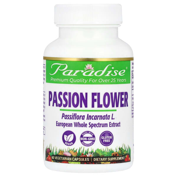 par77766_v_49.jpg Passion Flower, 60 вегетарианских капсул (250 мг на капсулу) — Paradise Herbs