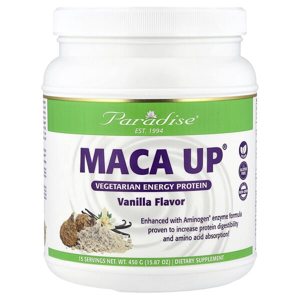par77804_v_49.jpg Maca Up®, Vegetarian Energy Protein, Vanilla, 15.87 oz (450 g) — Paradise Herbs