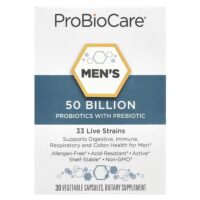 пробиотики с пребиотиками для мужчин, 50 млрд, 30 растительных капсул — ProBioCare