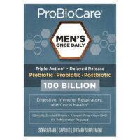 Men's Once Daily, пребиотик, пробиотик, постбиотик, 100 млрд, 30 растительных капсул — ProBioCare