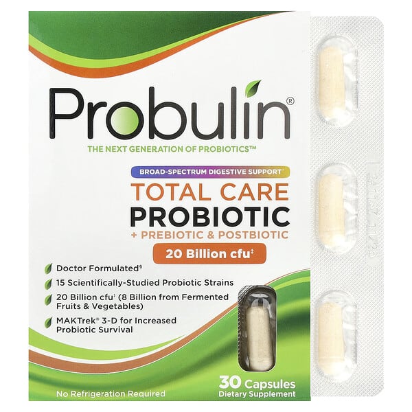 pbl00343_v_50.jpg Total Care, пробиотик, 20 млрд КОЕ, 30 капсул — Probulin