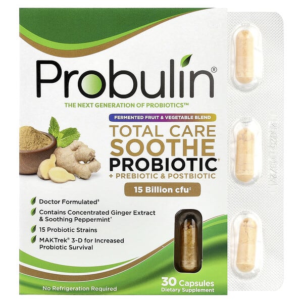 pbl96250_v_38.jpg Total Care, успокаивающий пробиотик, пребиотик и постбиотик, 30 капсул — Probulin