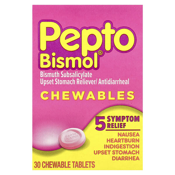 peb03977_v_28.jpg Pepto Bismol®, жевательные таблетки, 30 жевательных таблеток — Pepto Bismol