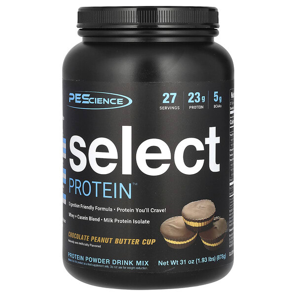 pec19912_v_24.jpg Select Protein, протеиновая порошковая смесь для приготовления напитка, чашка с шоколадным и арахисовым маслом, 878 г (1,93 фунта) — PEScience
