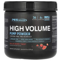 High Volume, порошок для помпы, без кофеина, дыня и ягоды, 270 г (9,5 унции) — PEScience