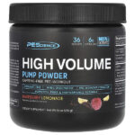 High Volume, Pump Powder, High Volume, Pump Powder, без кофеина, малиновый лимонад, 270 г (9,5 унции) — PEScience