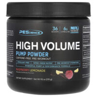 High Volume, Pump Powder, High Volume, Pump Powder, без кофеина, малиновый лимонад, 270 г (9,5 унции) — PEScience