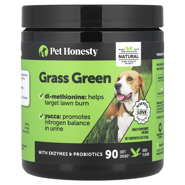 peh52405_v_24.jpg Grass Green, для собак, утка, 90 жевательных таблеток, 270 г (9,5 унции) — Pet Honesty