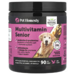 Multivitamin Senior, для взрослых собак, утка, 90 жевательных таблеток, 270 г (9,5 унции) — Pet Honesty