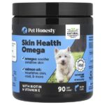 Skin Health Omega, для собак, с лососем, 90 жевательных таблеток, 270 г (9,5 унции) — Pet Honesty