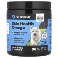 Skin Health Omega, для собак, с лососем, 90 жевательных таблеток, 270 г (9,5 унции) — Pet Honesty