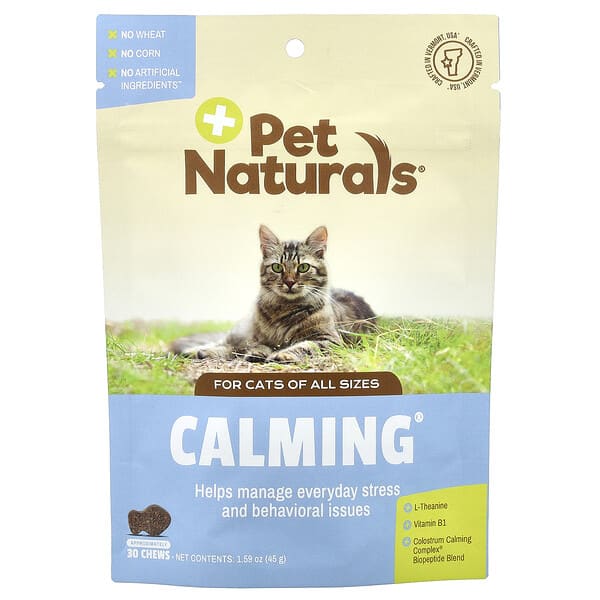 pen00363_v_13.jpg Calming®, для кошек, все размеры, жевательные таблетки, 45 г (1,59 унции) — Pet Naturals