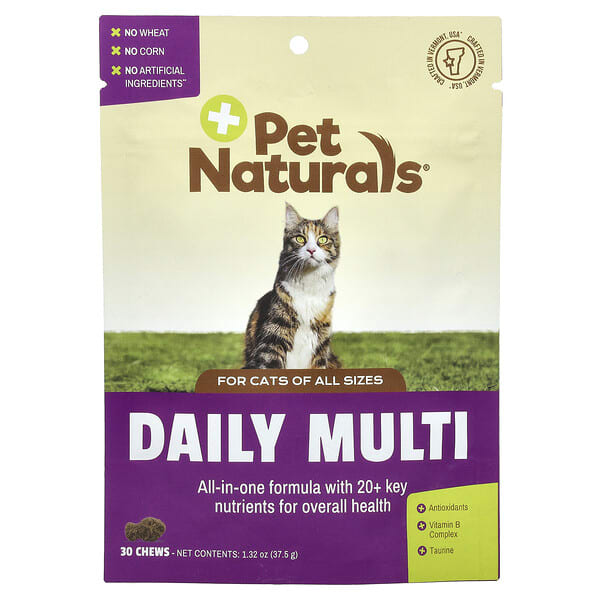 pen00407_v_9.jpg Daily Multi, мультивитаминная добавка, для кошек всех размеров, 30 жевательных таблеток, 37,5 г (1,32 унции) — Pet Naturals