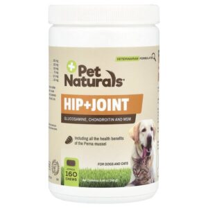 Hip + Joint, добавка для поддержки здоровья суставов, для кошек и собак, около 160 жевательных таблеток, 240 г (8,46 унции) — Pet Naturals