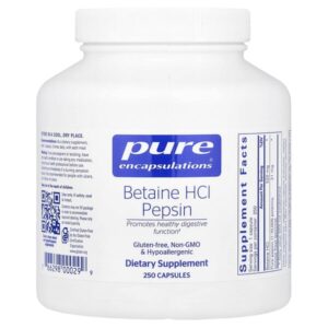 Бетаин гидрохлорид, пепсин, 250 капсул — Pure Encapsulations