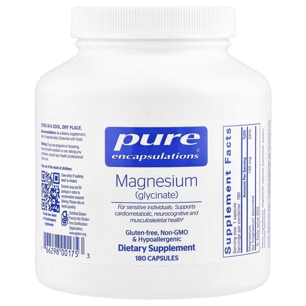pes00175_v_11.jpg Магний (глицинат), 120 мг, 180 капсул — Pure Encapsulations