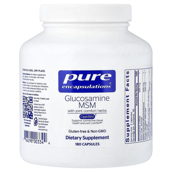 pes00334_v_11.jpg Glucosamine MSM with Joint Comfort Herbs, 180 Capsules — Pure Encapsulations