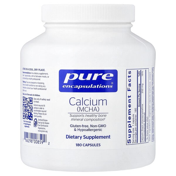 pes00859_v_10.jpg Calcium (MCHA), 180 Capsules (250 mg per Capsule) — Pure Encapsulations