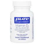 Витамин D3, 250 мкг (10 000 МЕ), 120 капсул — Pure Encapsulations