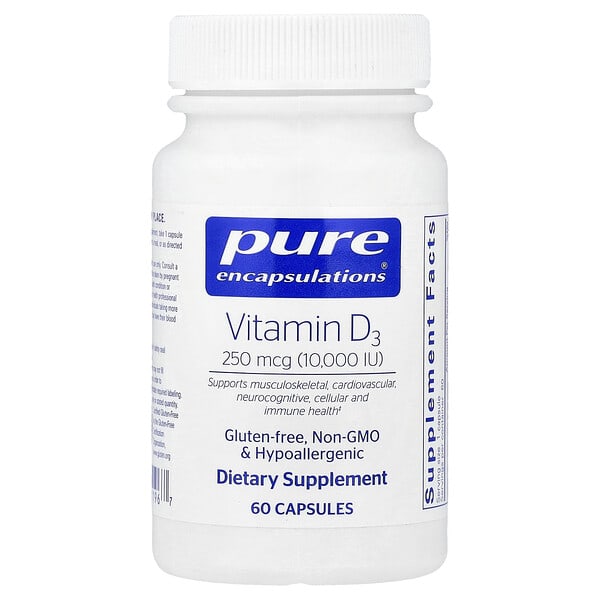 pes01196_v_10.jpg Vitamin D3, 250 mcg (10,000 IU), 60 Capsules — Pure Encapsulations