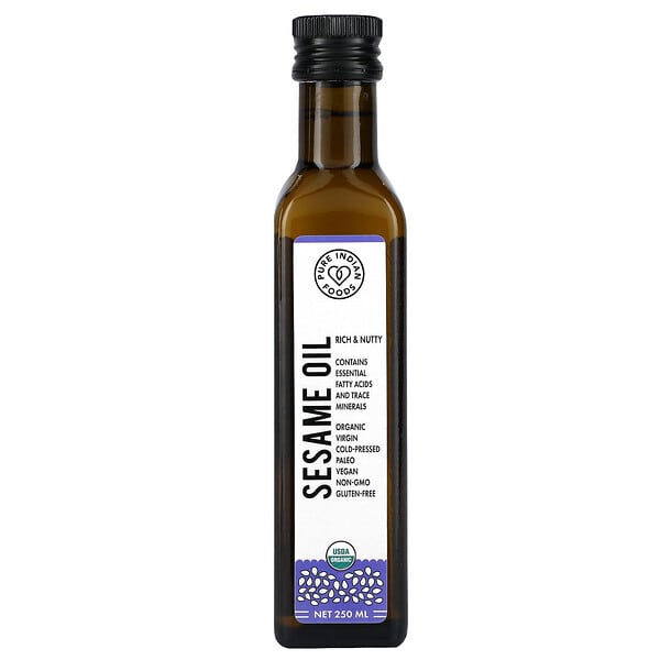 pif50699_v_25.jpg Органическое кунжутное масло холодного отжима, 250 мл — Pure Indian Foods