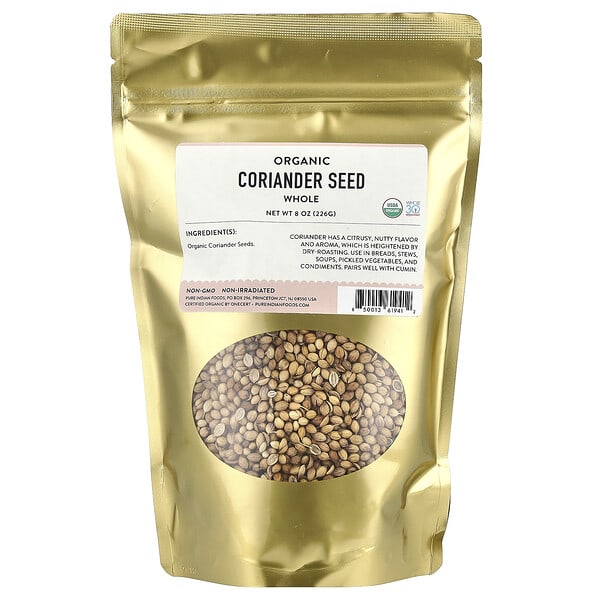 pif61941_v_6.jpg органические семена кориандра, цельные, 226 г (8 унций) — Pure Indian Foods